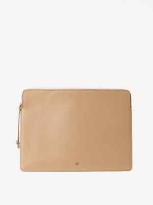 Autres Accessoires By Malene Birger Aya Leather Laptop Case Sable | FR_BB63446