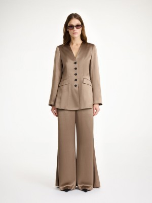 Blazer By Malene Birger Rinnah Single-breasted Shitake | FR_BB11446