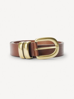Ceintures By Malene Birger Zoira Leather Marron Foncé | FR_BB96767