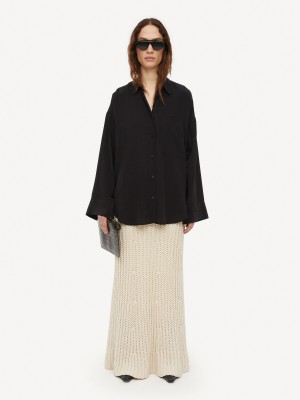 Chemises By Malene Birger Derris Organic Silk Noir | FR_BB37241