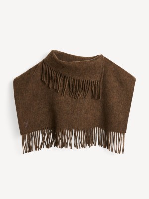Echarpes By Malene Birger Turtla Wool Fringe Bib Shitake | FR_BB23702