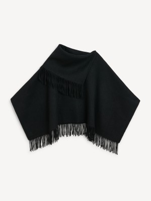 Echarpes By Malene Birger Turtma Wool Fringe Bib Noir | FR_BB70892