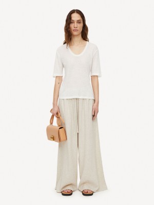 Hauts By Malene Birger Amaringa T-shirt Blanche | FR_BB32419