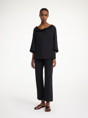 Hauts By Malene Birger Bryar Organic Cotton T-shirt Noir | FR_BB54937