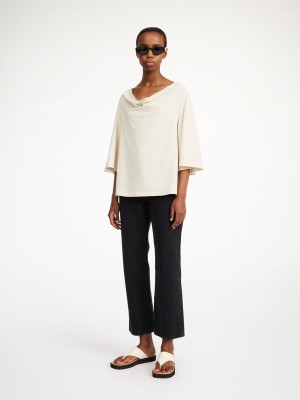Hauts By Malene Birger Bryar Organic Cotton T-shirt Oyster Gray | FR_BB48438