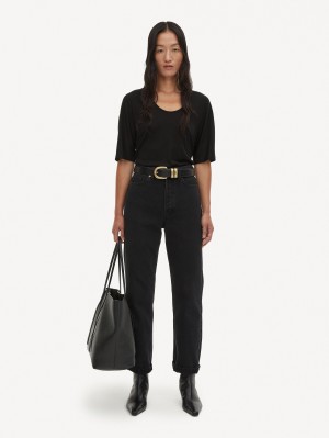 Hauts By Malene Birger Cevina Oversized T-shirt Noir | FR_BB79961