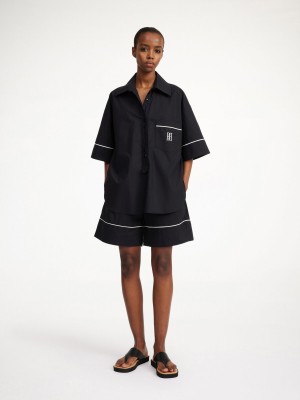 Hauts By Malene Birger Mallias Organic Cotton Shirt Noir | FR_BB44542