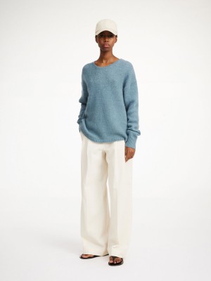 Knitwear By Malene Birger Briella Mohair-blend Sweater Cool Water | FR_BB76352