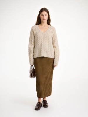 Knitwear By Malene Birger Cimone Cable-knit Sweater Oyster Gray | FR_BB81468