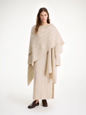 Knitwear By Malene Birger Kassillas Wool-blend Poncho Oyster Gray | FR_BB92587