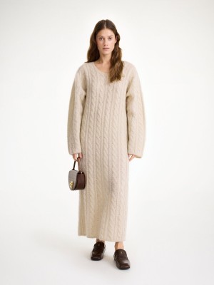 Knitwear By Malene Birger Lovella Maxi Dress Oyster Gray | FR_BB70465