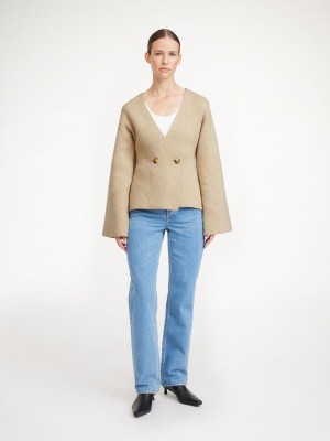 Knitwear By Malene Birger Tinley Wool Cardigan Beige | FR_BB72471
