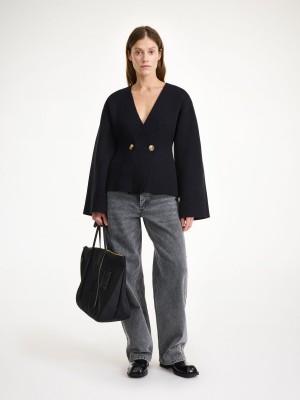 Knitwear By Malene Birger Tinley Wool-blend Cardigan Noir | FR_BB90218