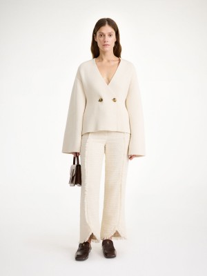 Knitwear By Malene Birger Tinley Wool-blend Cardigan Blanche | FR_BB88654