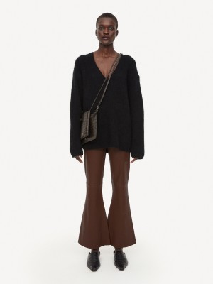 Pantalons By Malene Birger Evyline Cropped Leather Chestnut | FR_BB17942