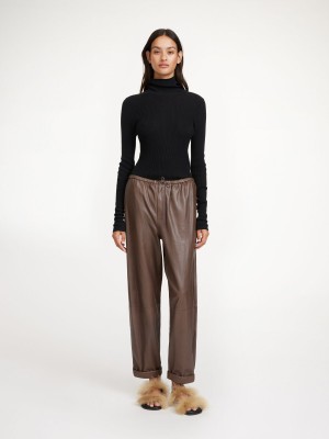 Pantalons By Malene Birger Joanni Leather Marron | FR_BB38060