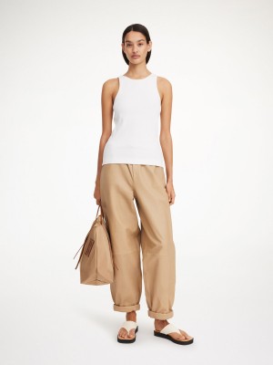 Pantalons By Malene Birger Joanni Leather Sable Beige | FR_BB40589