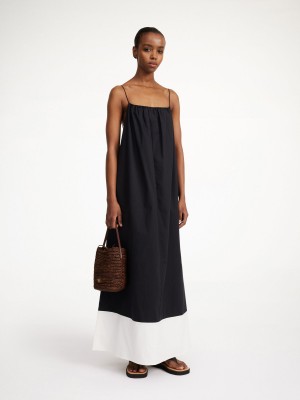 Peignoir By Malene Birger Lanney Organic Cotton Maxi Noir Blanche | FR_BB77984