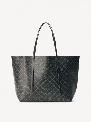 Sacs By Malene Birger Abi Printed Tote Charcoal | FR_BB78651