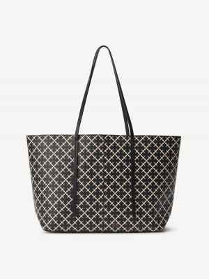 Sacs By Malene Birger Abigail Printed Tote Noir | FR_BB60147