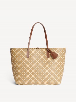 Sacs By Malene Birger Abigail Printed Tote Beige | FR_BB93689
