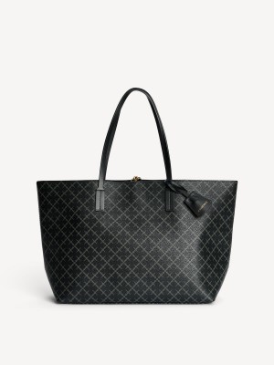 Sacs By Malene Birger Abigail Printed Tote Charcoal | FR_BB77806