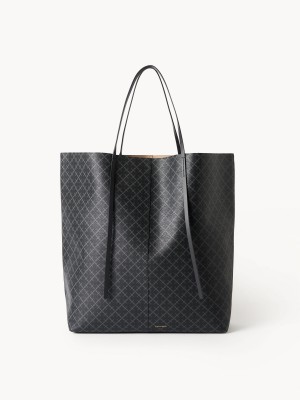 Sacs By Malene Birger Abrille Printed Tote Charcoal | FR_BB64898