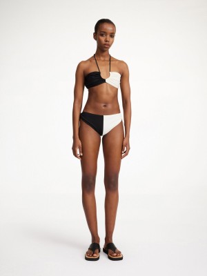 Vetement de Bain By Malene Birger Seabay Low Bikini Bottoms Noir Blanche | FR_BB17143